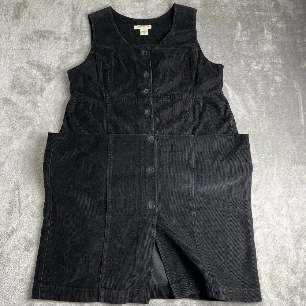 Vintage Eddie Bauer Corduroy Jumper Size Medium Pet Cottagecore Black Grunge Y2K